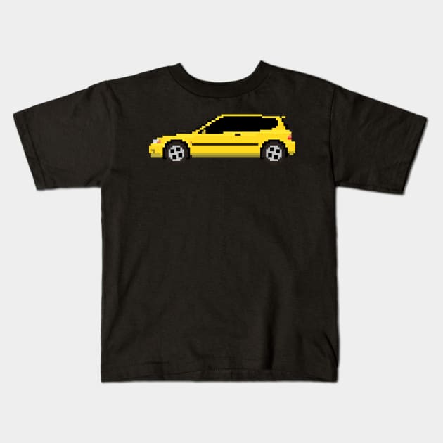 Honda Civic EG Pixelart Kids T-Shirt by retsbor10@comcast.net